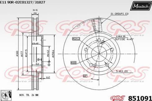 Maxtech 851091.0080 - Гальмівний диск autocars.com.ua