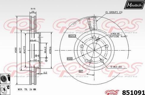 Maxtech 851091.6060 - Гальмівний диск autocars.com.ua