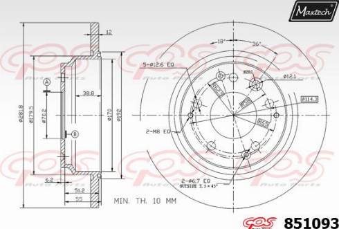 Maxtech 851093.0000 - Гальмівний диск autocars.com.ua