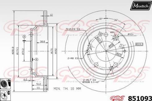 Maxtech 851093.6060 - Гальмівний диск autocars.com.ua