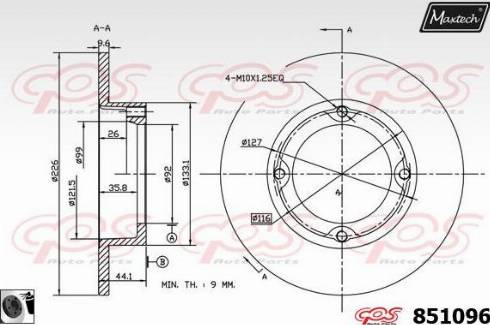 Maxtech 851096.0060 - Тормозной диск autodnr.net