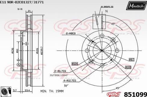 Maxtech 851099.0060 - Гальмівний диск autocars.com.ua