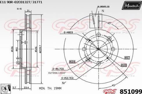 Maxtech 851099.0080 - Гальмівний диск autocars.com.ua