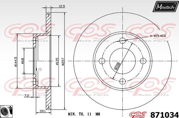 Maxtech 851103 - Гальмівний диск autocars.com.ua