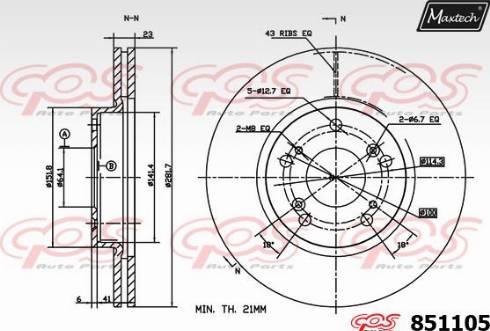 Maxtech 851105.0000 - Гальмівний диск autocars.com.ua