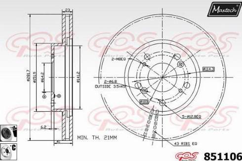 Maxtech 851106.6060 - Гальмівний диск autocars.com.ua