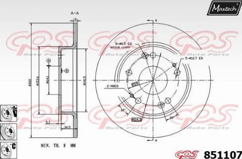 Maxtech 851107.6980 - Гальмівний диск autocars.com.ua