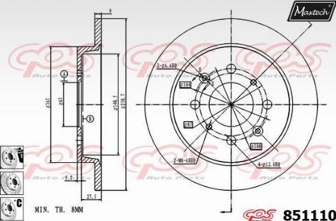 Maxtech 851110.6880 - Гальмівний диск autocars.com.ua