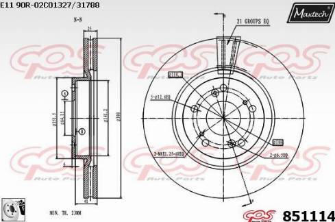 Maxtech 851114.0080 - Гальмівний диск autocars.com.ua