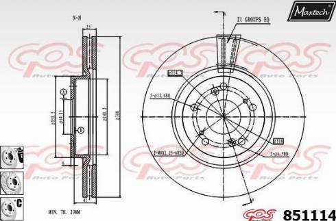 Maxtech 851114.6880 - Гальмівний диск autocars.com.ua