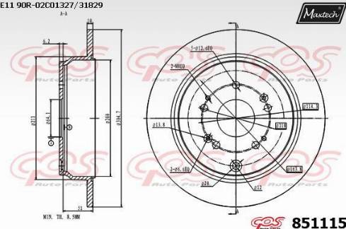 Maxtech 851115.0000 - Гальмівний диск autocars.com.ua