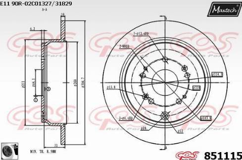 Maxtech 851115.0060 - Гальмівний диск autocars.com.ua