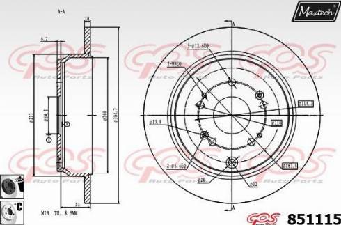 Maxtech 851115.6060 - Гальмівний диск autocars.com.ua