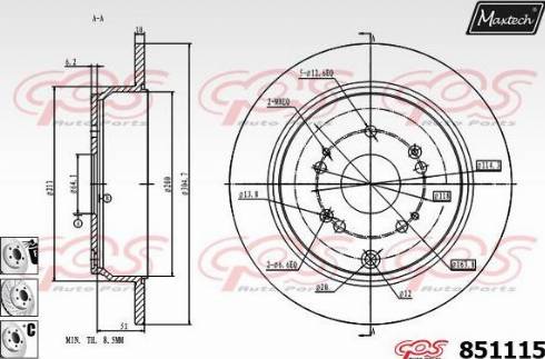 Maxtech 851115.6880 - Гальмівний диск autocars.com.ua