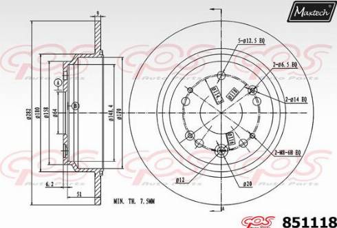 Maxtech 851118.0000 - Гальмівний диск autocars.com.ua