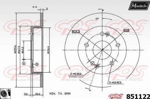 Maxtech 851122.0060 - Гальмівний диск autocars.com.ua