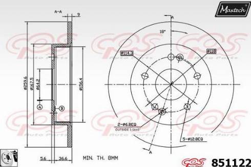 Maxtech 851122.0080 - Гальмівний диск autocars.com.ua