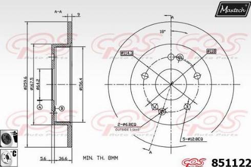 Maxtech 851122.6060 - Гальмівний диск autocars.com.ua