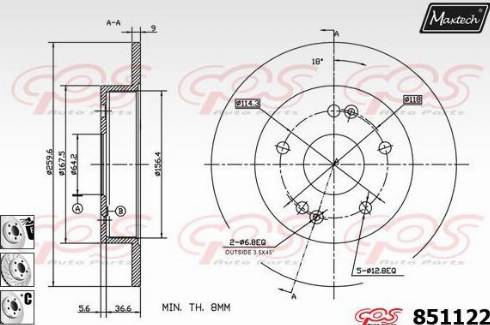 Maxtech 851122.6980 - Гальмівний диск autocars.com.ua