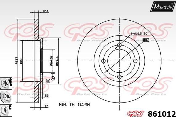 Maxtech 851124 - Гальмівний диск autocars.com.ua