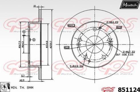 Maxtech 851124.0080 - Гальмівний диск autocars.com.ua