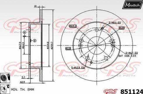 Maxtech 851124.6060 - Гальмівний диск autocars.com.ua