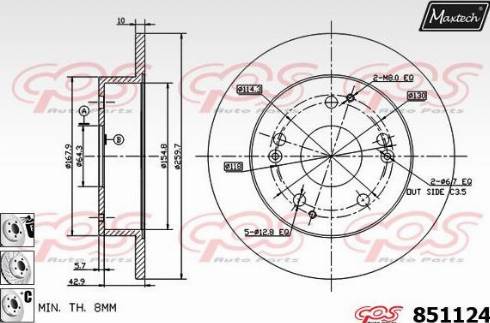 Maxtech 851124.6880 - Гальмівний диск autocars.com.ua