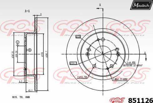 Maxtech 851126.0000 - Гальмівний диск autocars.com.ua