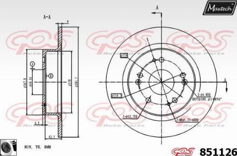 Maxtech 851126.0060 - Гальмівний диск autocars.com.ua