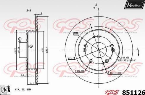 Maxtech 851126.0080 - Гальмівний диск autocars.com.ua