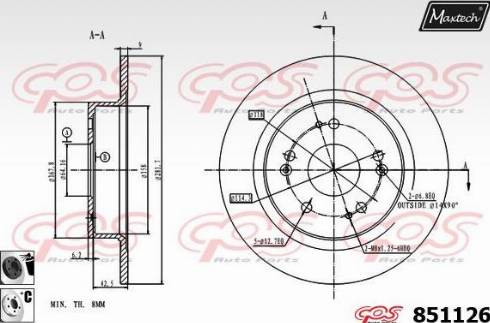 Maxtech 851126.6060 - Гальмівний диск autocars.com.ua