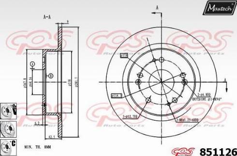 Maxtech 851126.6880 - Гальмівний диск autocars.com.ua