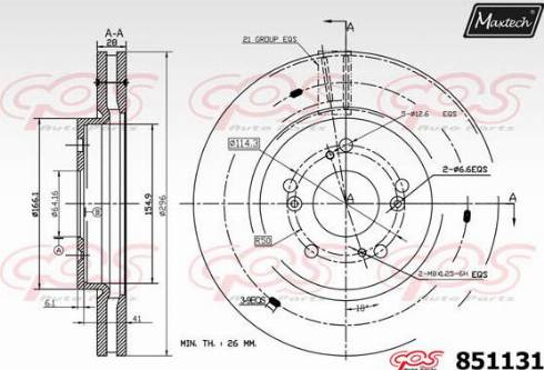 Maxtech 851131.0000 - Гальмівний диск autocars.com.ua