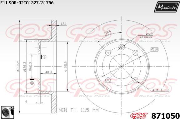 Maxtech 851131 - Гальмівний диск autocars.com.ua