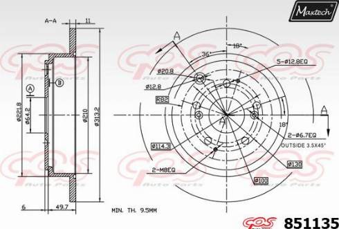 Maxtech 851135.0000 - Гальмівний диск autocars.com.ua