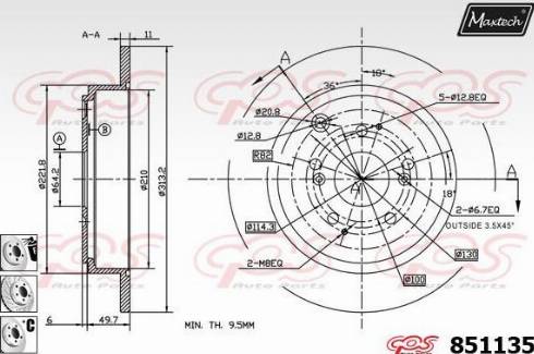 Maxtech 851135.6880 - Тормозной диск autodnr.net