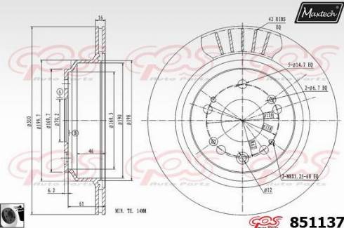 Maxtech 851137.0060 - Гальмівний диск autocars.com.ua