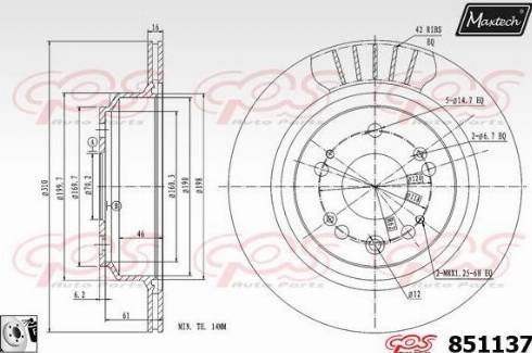 Maxtech 851137.0080 - Гальмівний диск autocars.com.ua