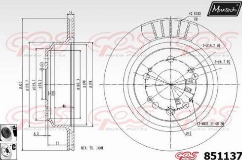 Maxtech 851137.6060 - Гальмівний диск autocars.com.ua