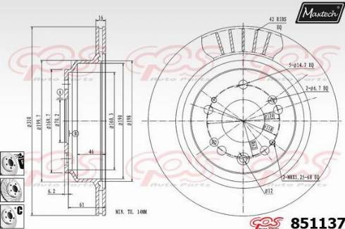 Maxtech 851137.6980 - Гальмівний диск autocars.com.ua