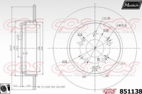 Maxtech 851138.0060 - Гальмівний диск autocars.com.ua