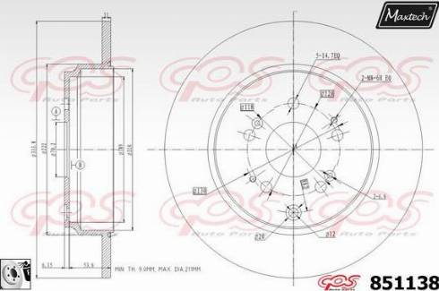 Maxtech 851138.0080 - Гальмівний диск autocars.com.ua