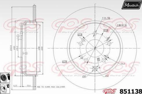 Maxtech 851138.6060 - Гальмівний диск autocars.com.ua