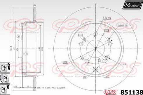 Maxtech 851138.6980 - Гальмівний диск autocars.com.ua