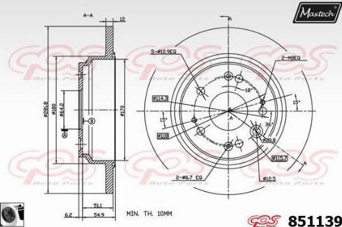 Maxtech 851139.0060 - Гальмівний диск autocars.com.ua