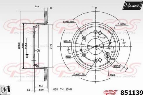 Maxtech 851139.0080 - Гальмівний диск autocars.com.ua