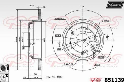 Maxtech 851139.6060 - Гальмівний диск autocars.com.ua