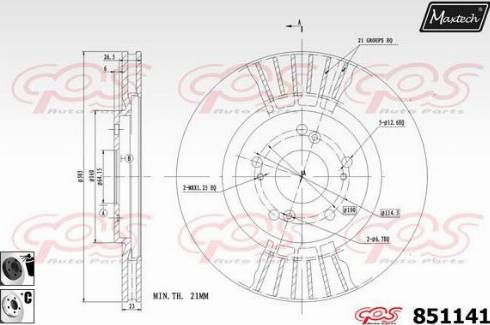 Maxtech 851141.6060 - Гальмівний диск autocars.com.ua