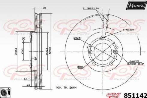 Maxtech 851142.0060 - Гальмівний диск autocars.com.ua