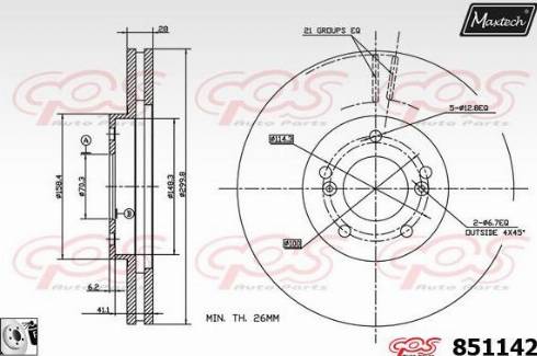 Maxtech 851142.0080 - Гальмівний диск autocars.com.ua